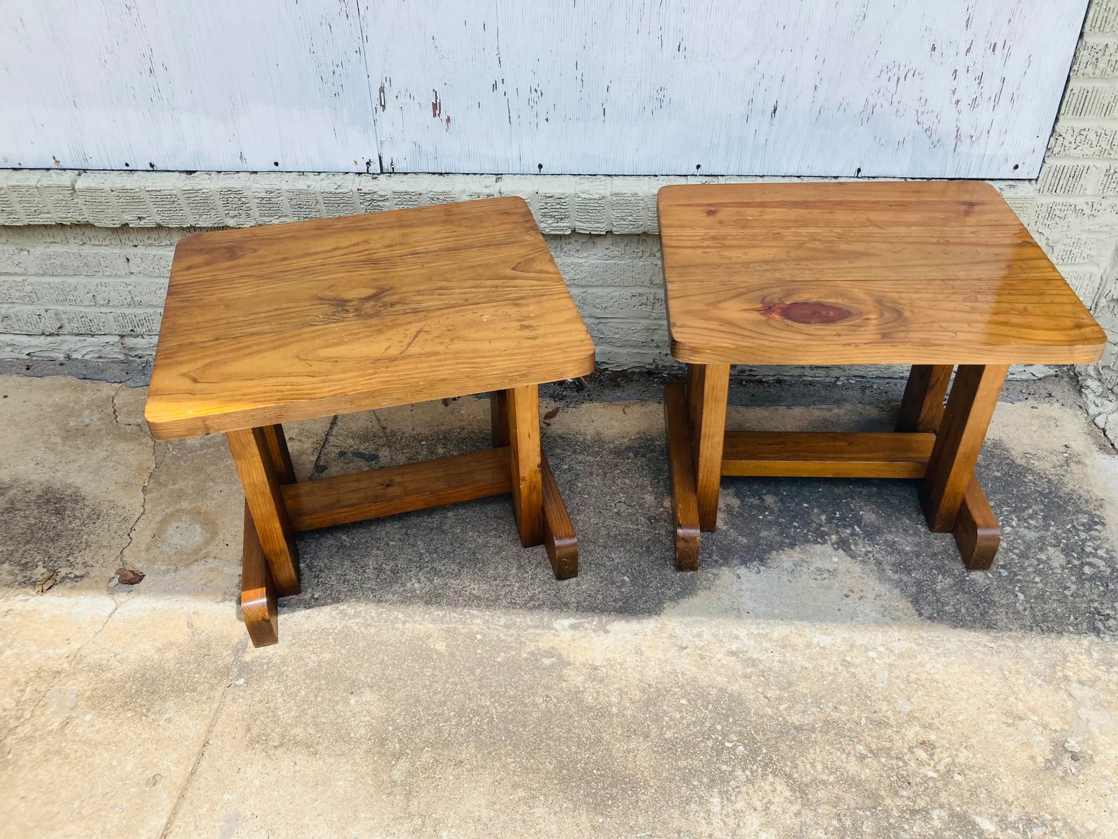 Rustic Modern Side Tables, a Pair - 3