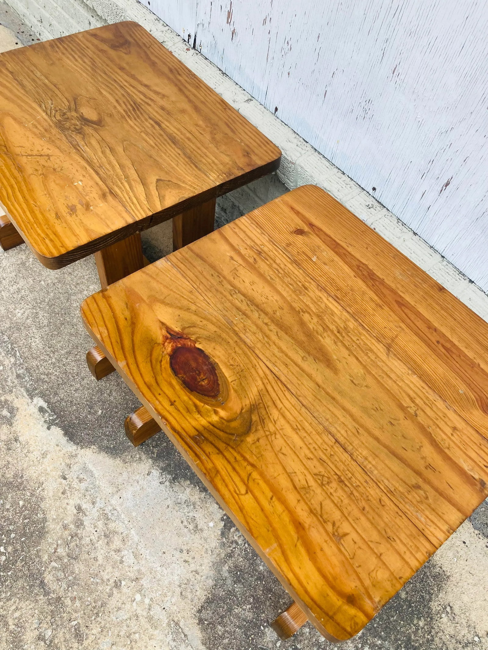 Rustic Modern Side Tables, a Pair - 4