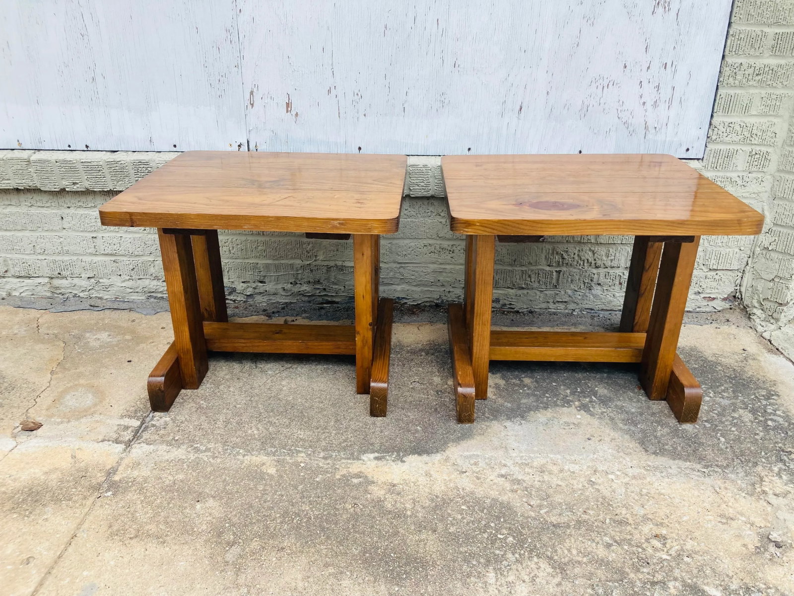 Rustic Modern Side Tables, a Pair - 7