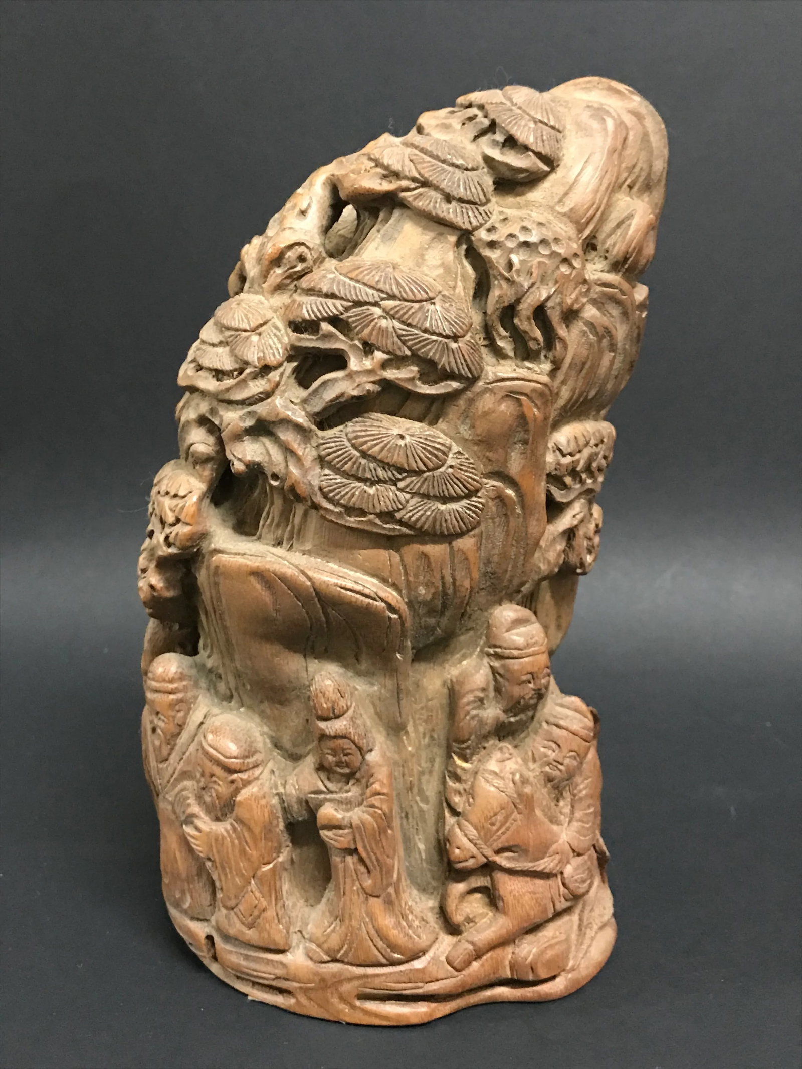 Vintage Chinese Art Carved Bamboo Mountain Villages Scenery Sculpture - 10