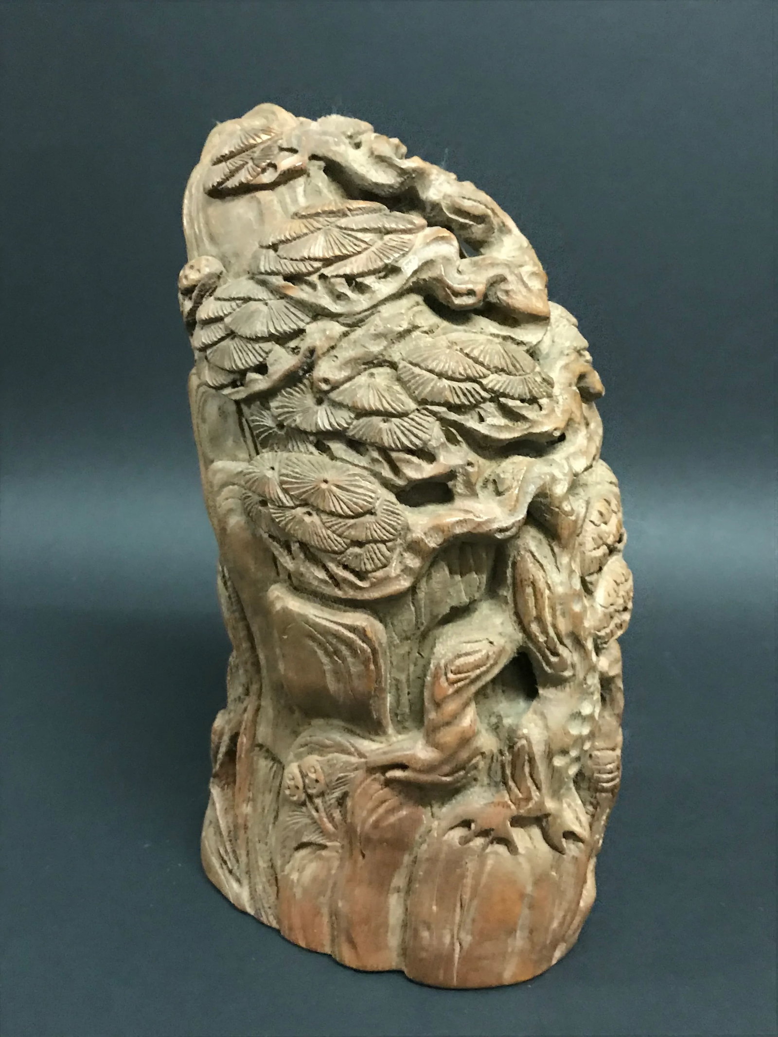Vintage Chinese Art Carved Bamboo Mountain Villages Scenery Sculpture - 3