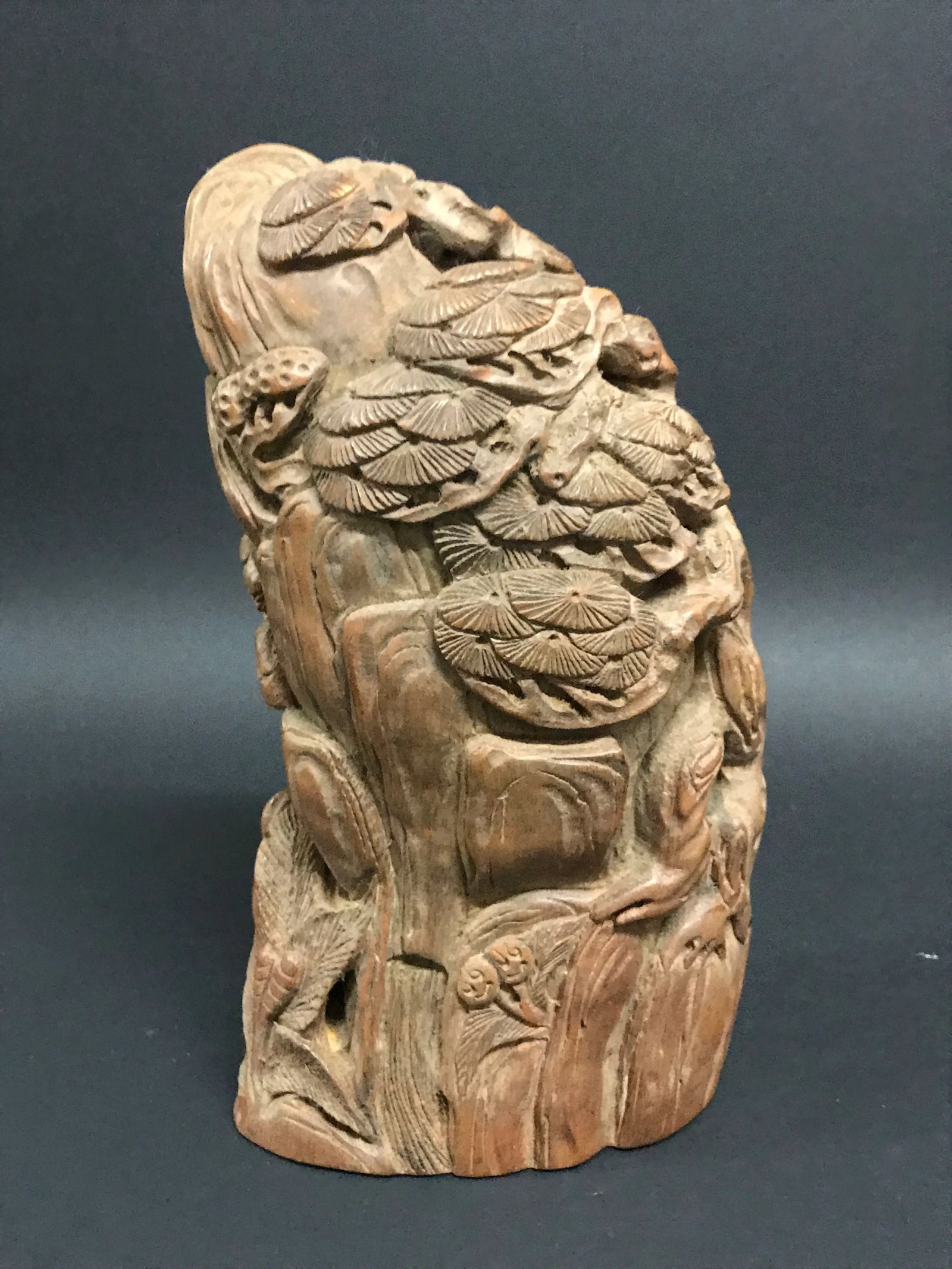 Vintage Chinese Art Carved Bamboo Mountain Villages Scenery Sculpture - 4