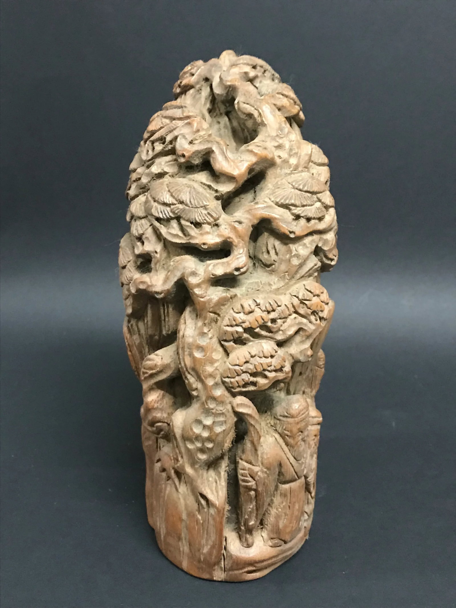 Vintage Chinese Art Carved Bamboo Mountain Villages Scenery Sculpture - 5