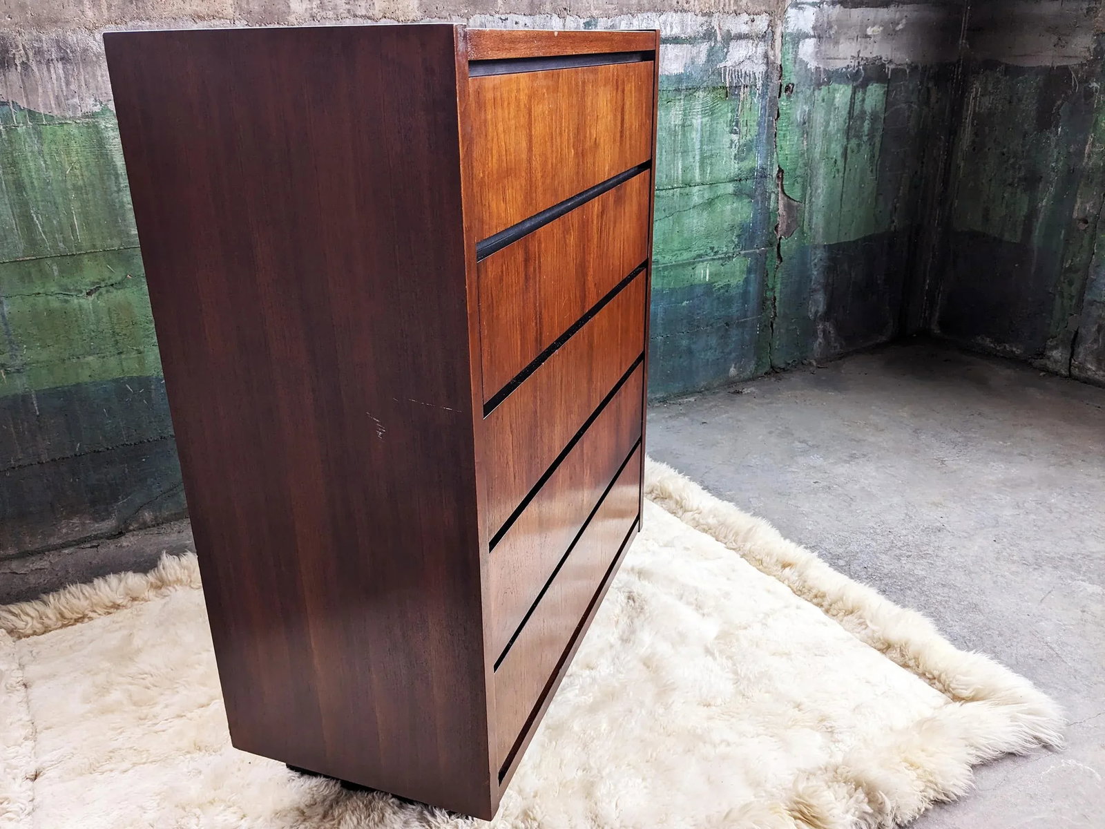 Mid Century Modern Lane Brutalist 1970s Tallboy Dresser Storage - 7