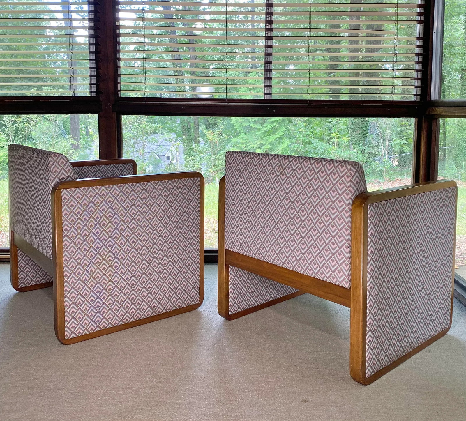 1970s Milo Baughman Style Cube Chairs - a Pair - 7