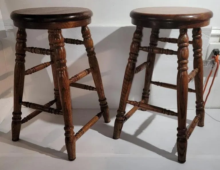 20thc Bar Stools, Pair - 2