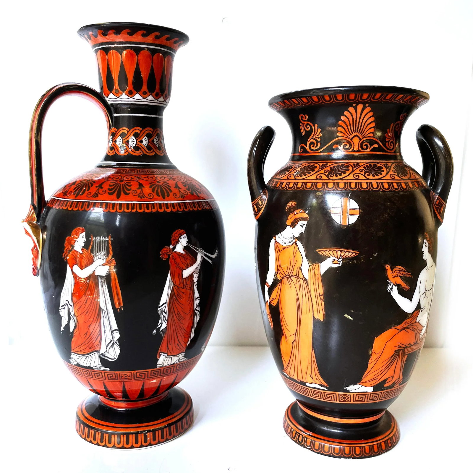 Pair of 19th Century Samuel Alcock Neoclassical Etruscan Porcelain Vessels - 2