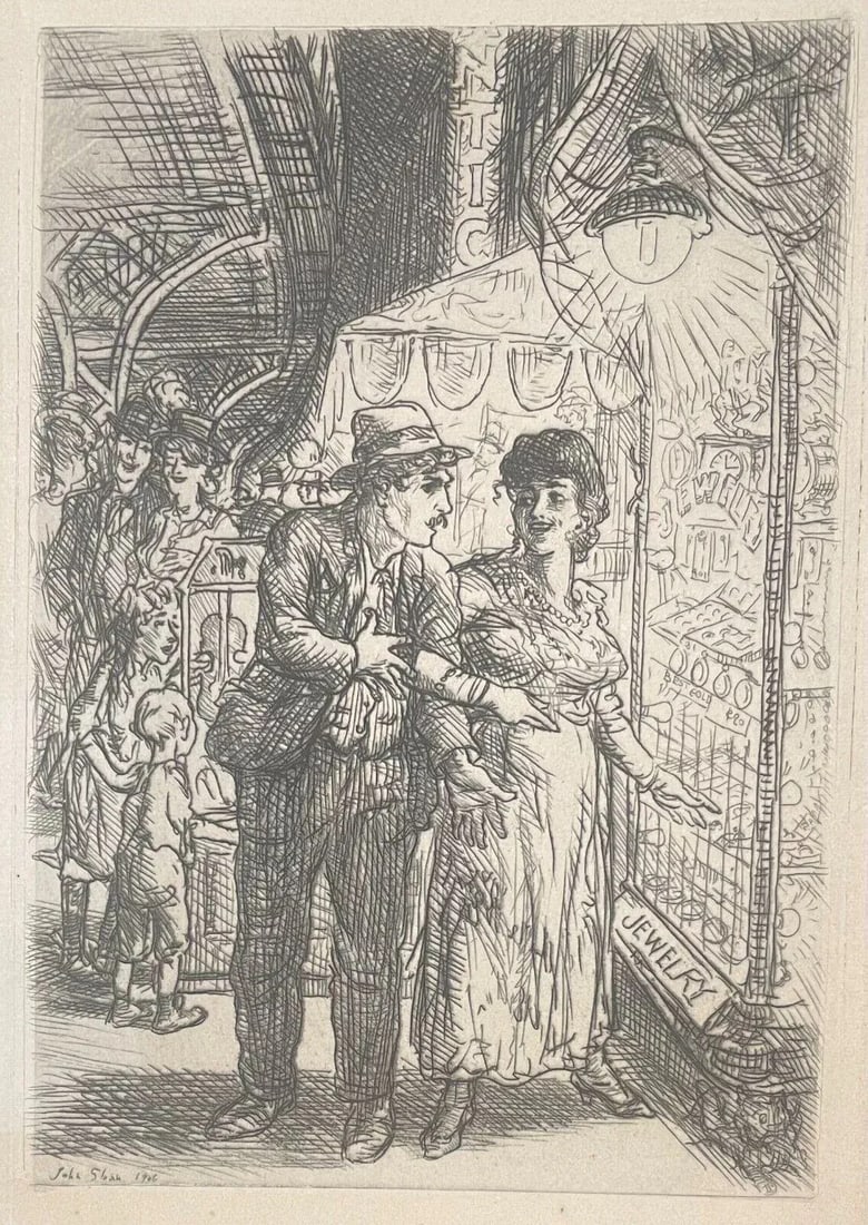Original John Sloan 'jewelry Store Window (carlotta's Indecision) Etching - 3