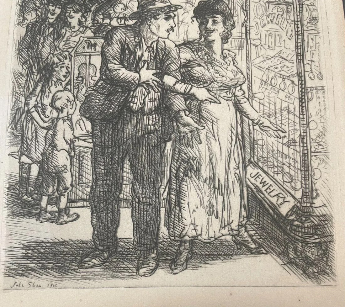 Original John Sloan 'jewelry Store Window (carlotta's Indecision) Etching - 7