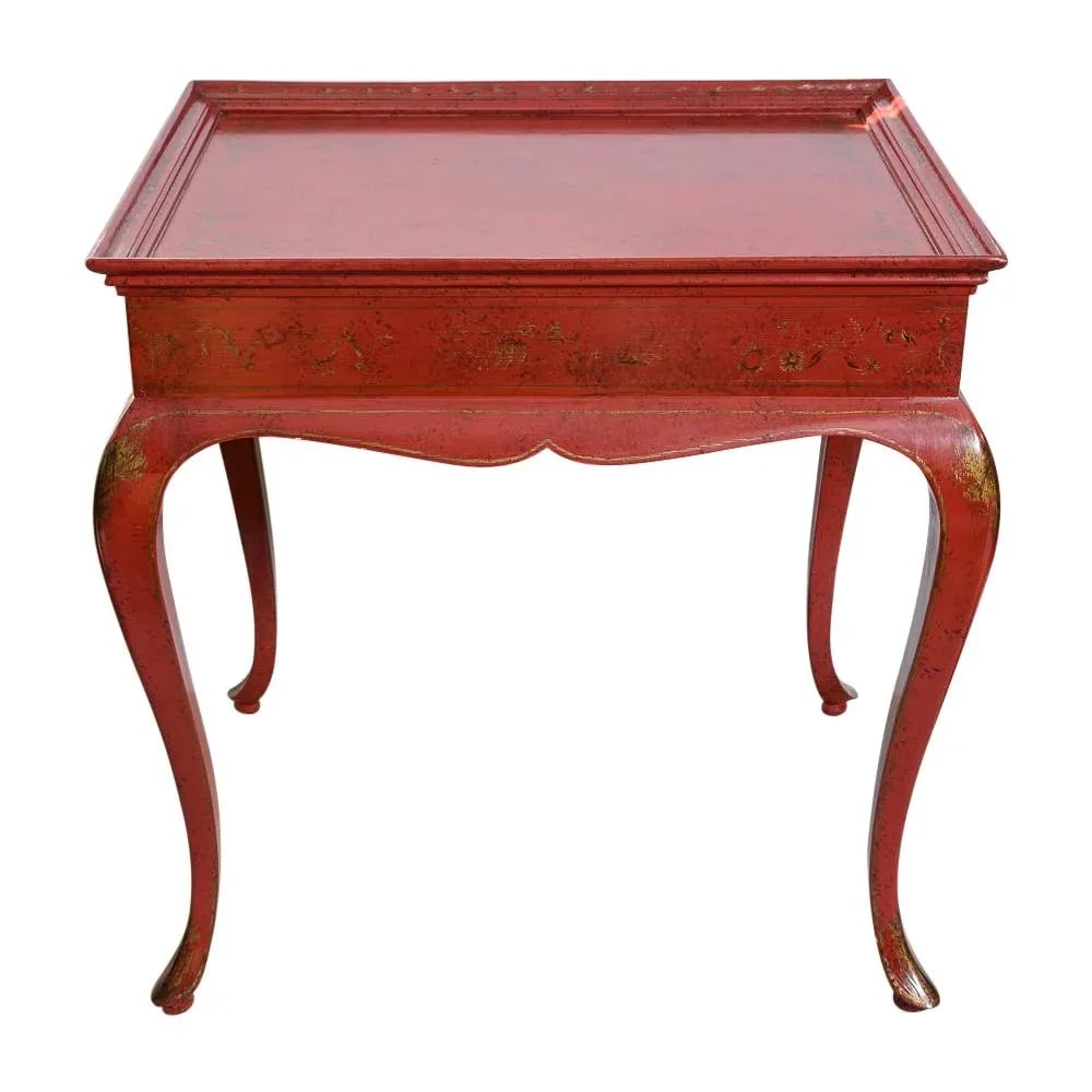 Chinoiserie Red Center Table With Cabriole Legs - 2