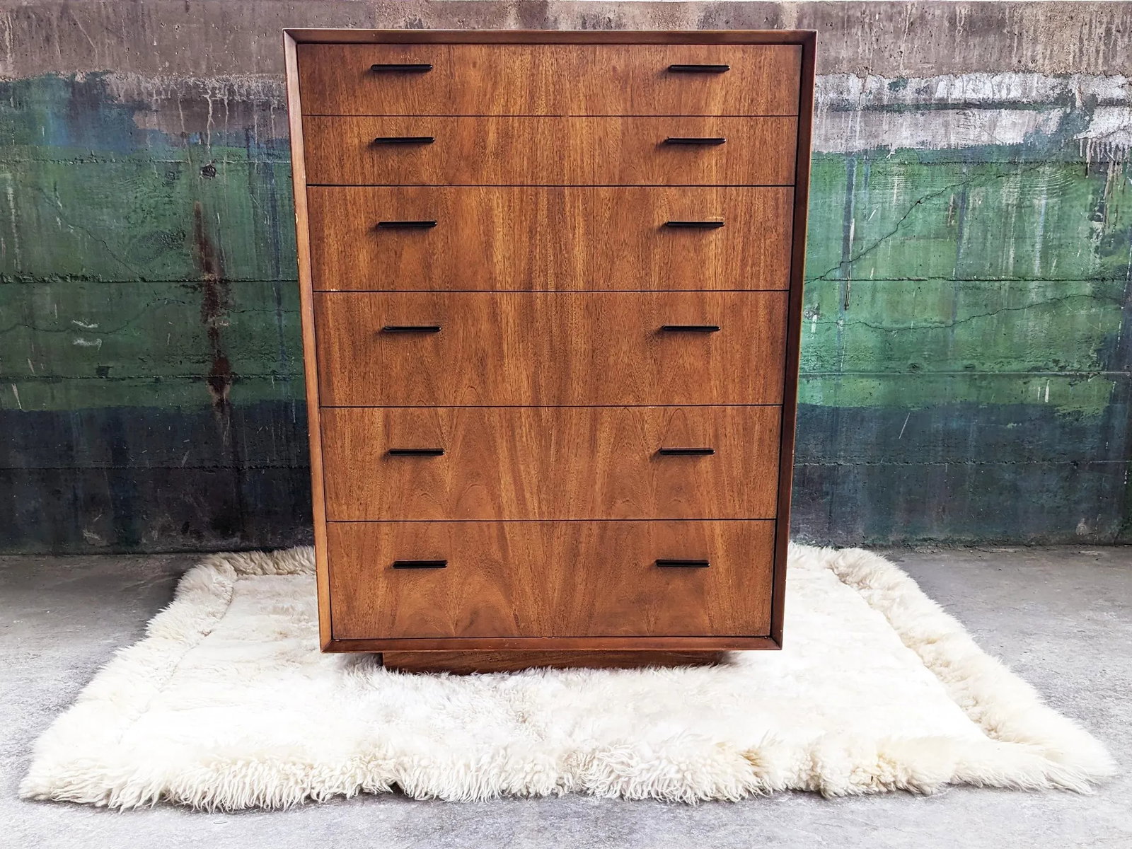 Mid Century Modern Brutalist Lane Furniture 1960s Tallboy Dresser - 2