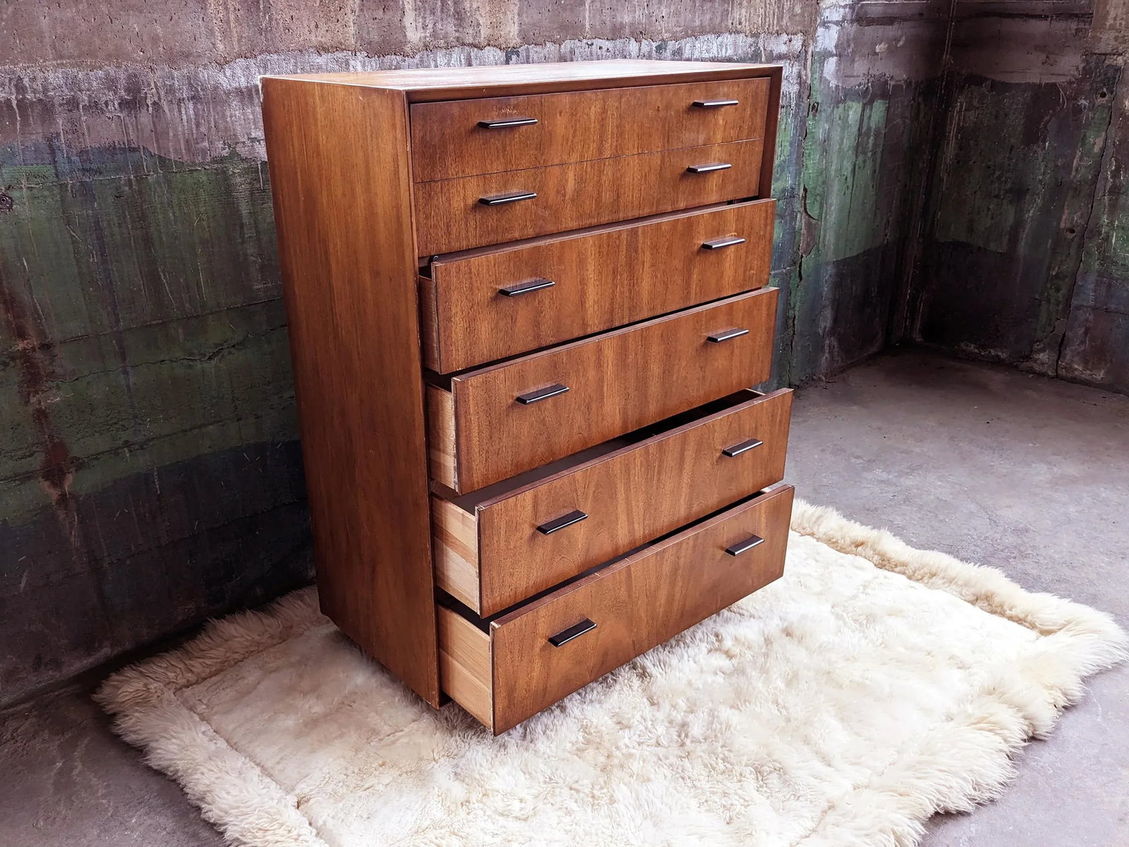 Mid Century Modern Brutalist Lane Furniture 1960s Tallboy Dresser - 3