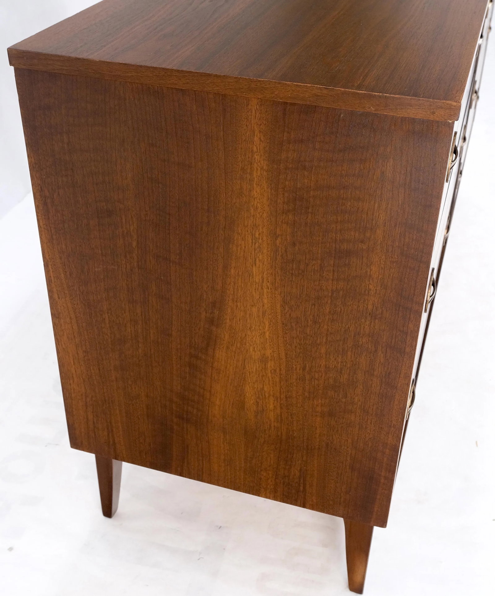 Danish Mid Century Modern 6 Drawers Walnut Double Dresser Credenza Round Pulls - 11