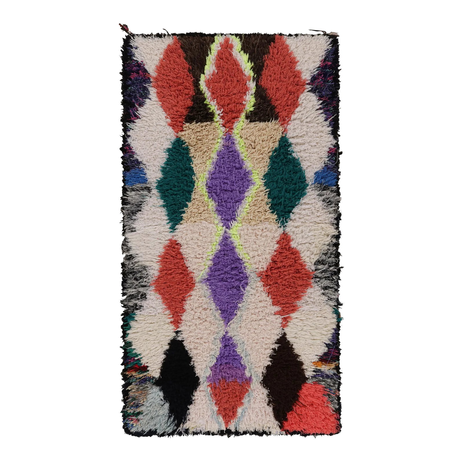 Vintage Azilal Moroccan Style Runner Rug, With Patterns From Rug & Kilim: Hand-knotted in wool, circa 1950-1960, this 3x6 vintage Moroccan runner rug is believed to hail from the Azilal tribe. On the Design: This piece enjoys a lush high pile with polychromatic primitivist
