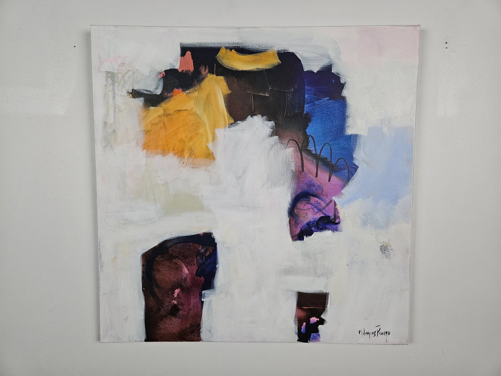 Meta & Meta II Original Mixed Media Painting on Canvas by Milagros Pongo Pair - 2