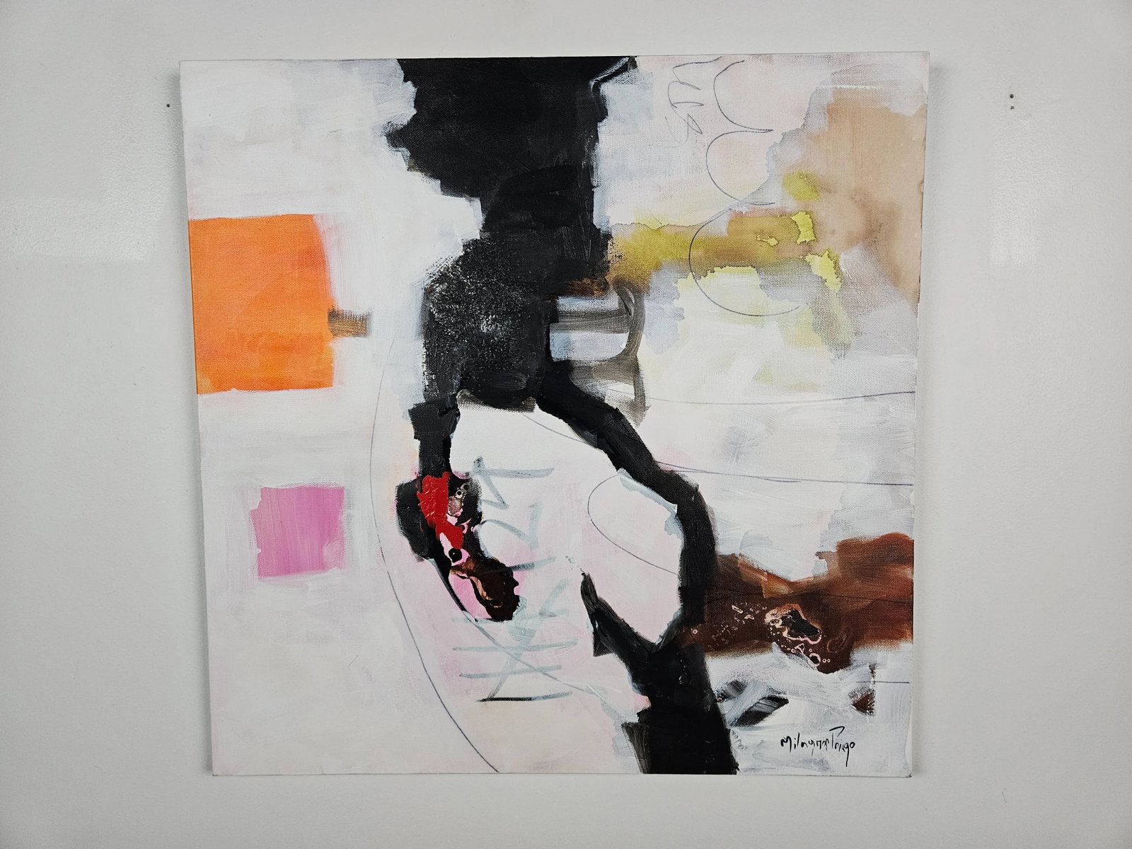 Meta & Meta II Original Mixed Media Painting on Canvas by Milagros Pongo Pair - 3