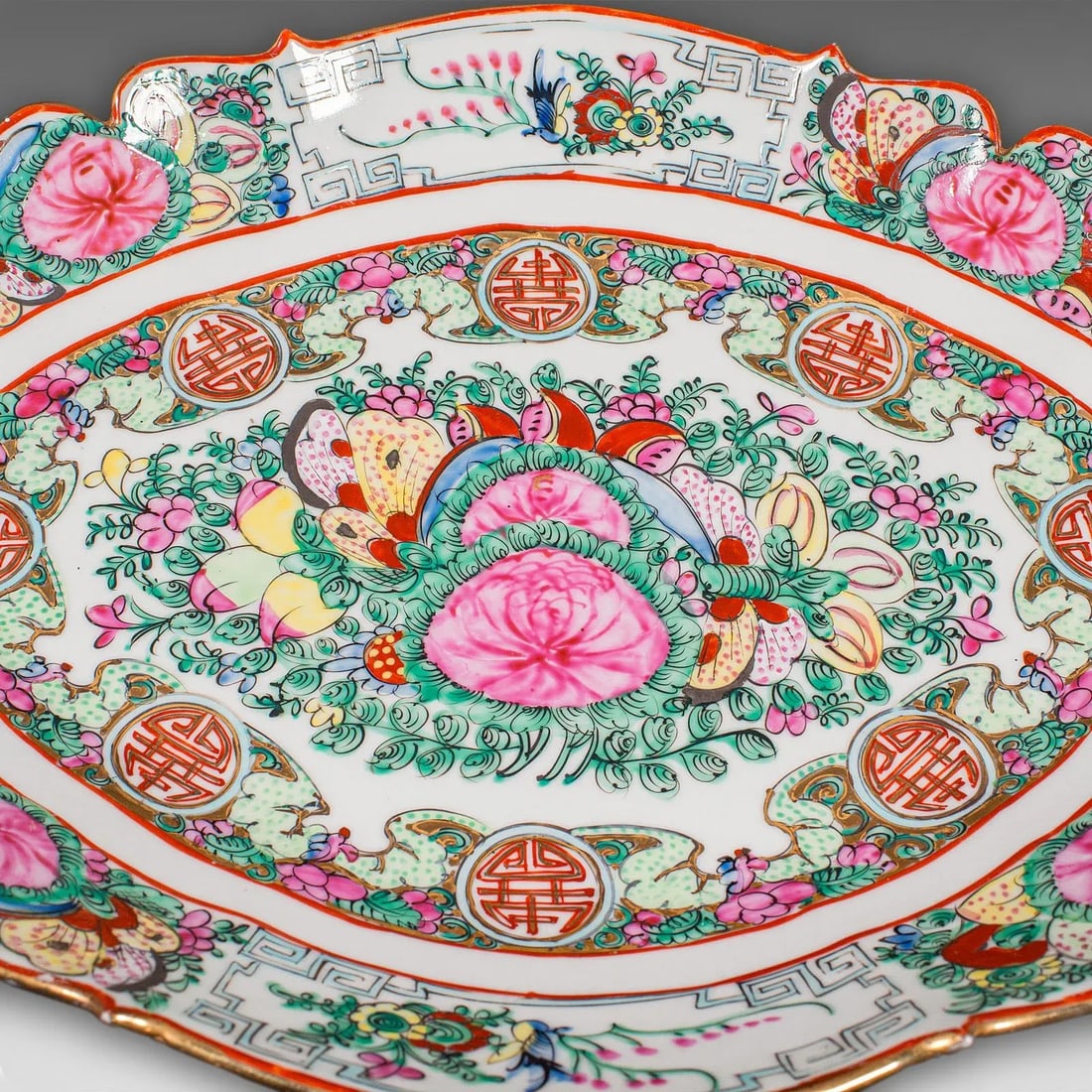 1900's Antique Chinese Cantaloupe Serving Dish - 10