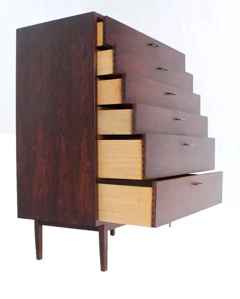 1960s Danish Modern Walnut High Chest or Dresser - 7
