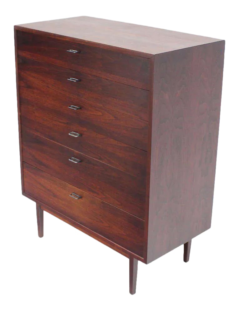 1960s Danish Modern Walnut High Chest or Dresser - 9
