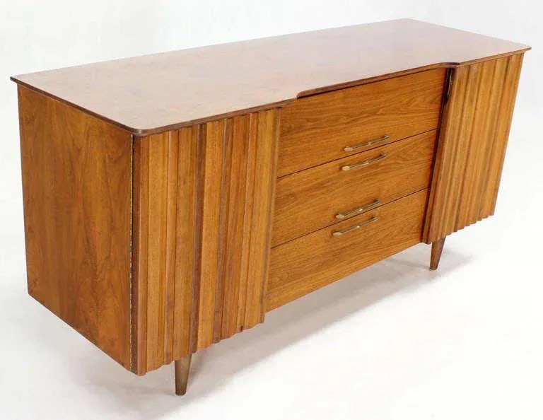 Mid-Century Modern Long Walnut Dresser - 8