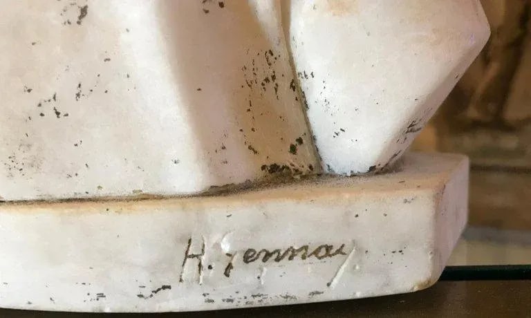 Signed 19th Century Marble Miniature Bust of a Young Girl Signed on Reverse - 12