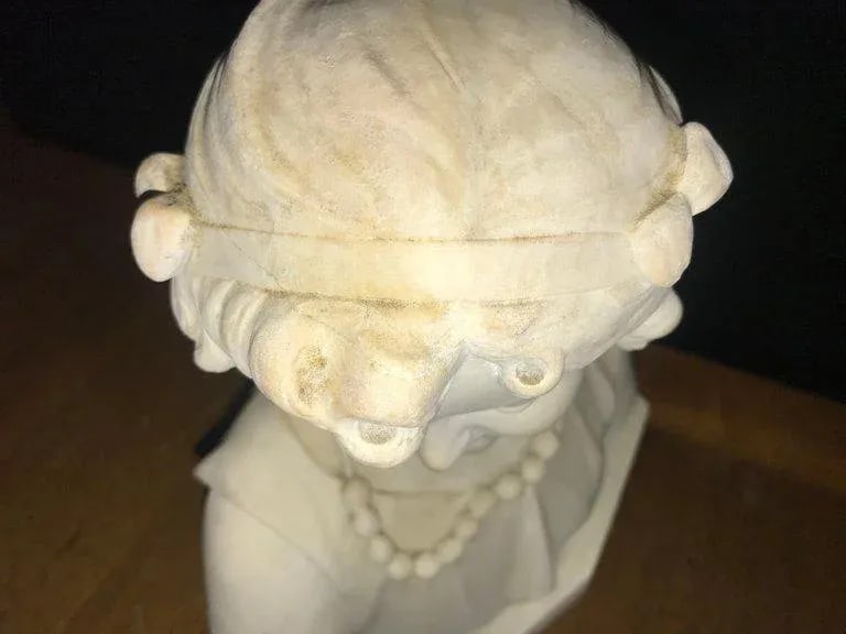 Signed 19th Century Marble Miniature Bust of a Young Girl Signed on Reverse - 9