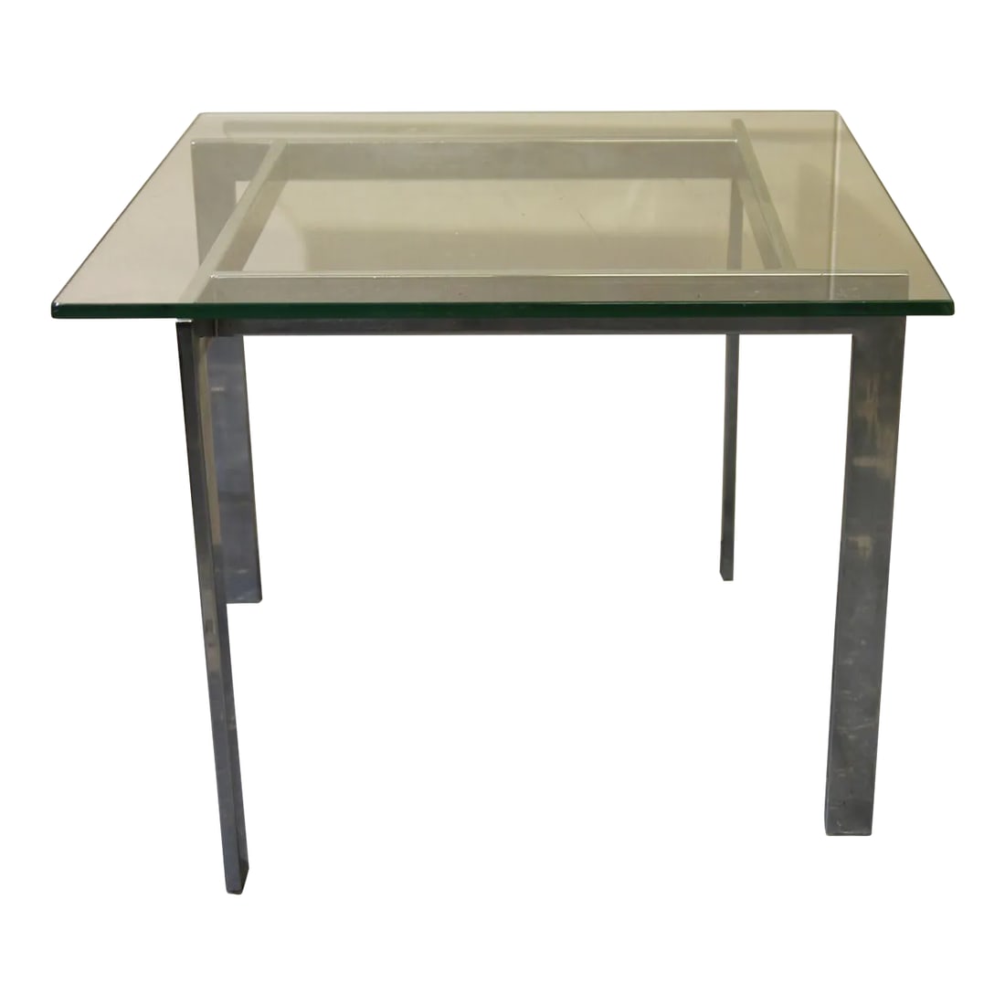 1970s Chrome and Glass Side Table in the Manner of Milo Baughman (1 of 6)