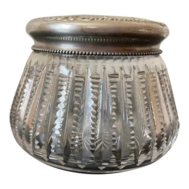 Antique Art Nouveau Crystal Glass Sterling Silver Vanity Box by Gorham (1 of 12)