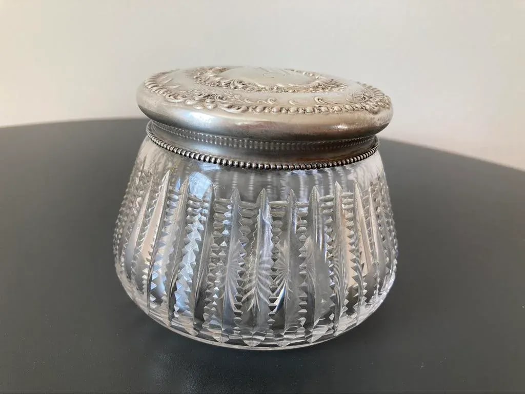 Antique Art Nouveau Crystal Glass Sterling Silver Vanity Box by Gorham - 2