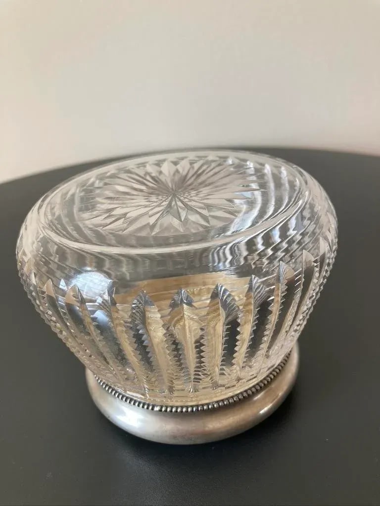 Antique Art Nouveau Crystal Glass Sterling Silver Vanity Box by Gorham - 4