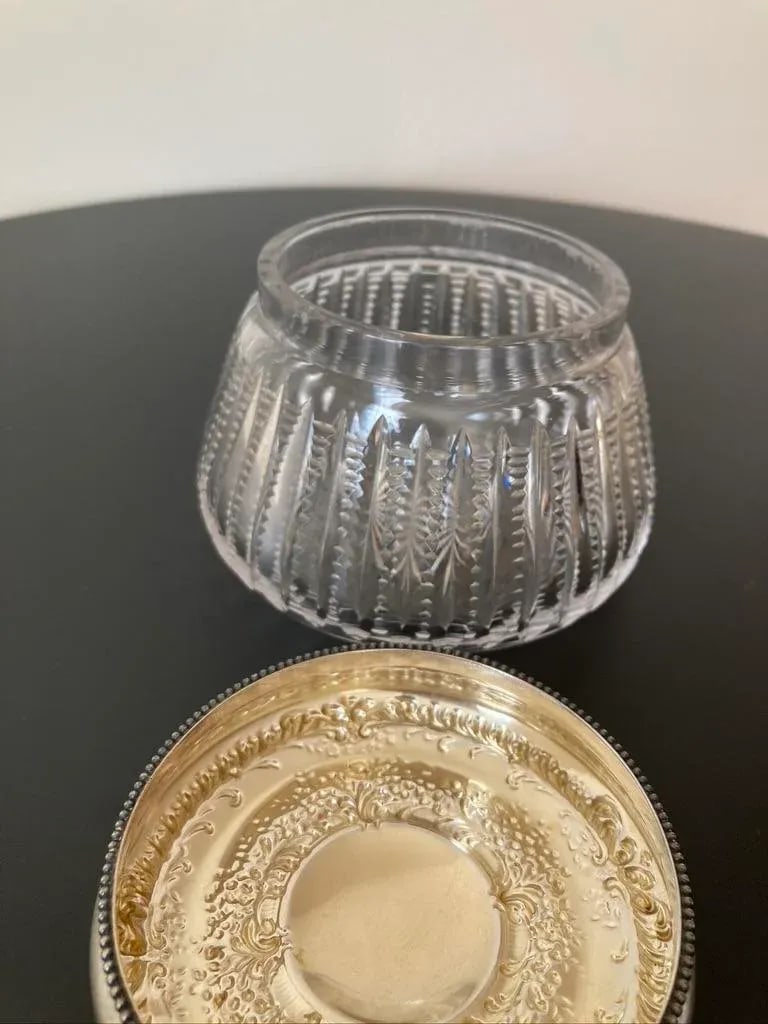 Antique Art Nouveau Crystal Glass Sterling Silver Vanity Box by Gorham - 5