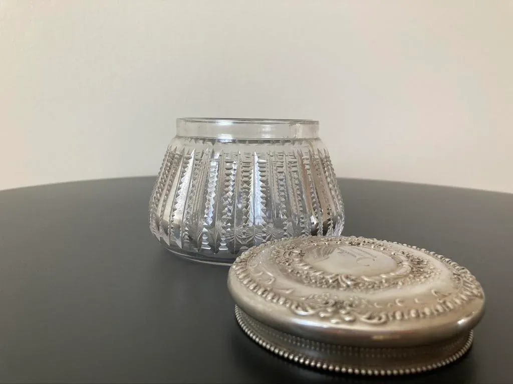 Antique Art Nouveau Crystal Glass Sterling Silver Vanity Box by Gorham - 8