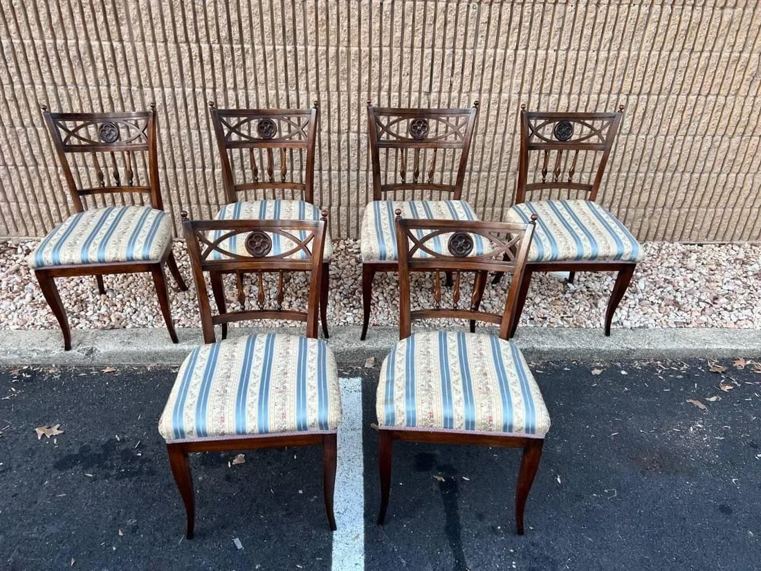 Set of Six Antique Regency Style Mahogany Dining Chairs - 7