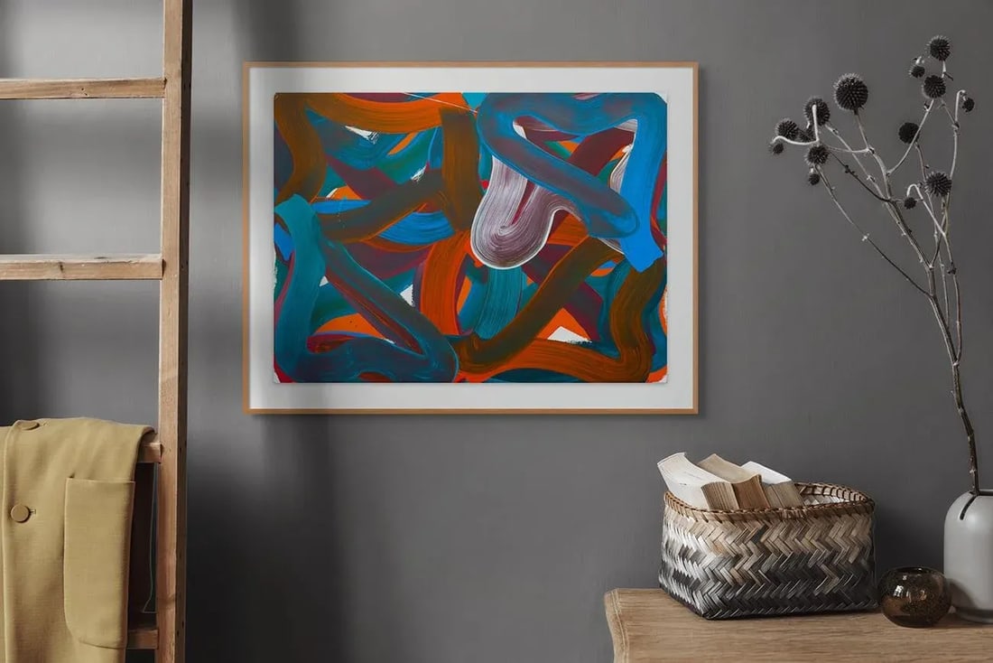 Contemporary Abstract Oil on Paper Painting "Wiggle No.6" by Leon Phillips - 2