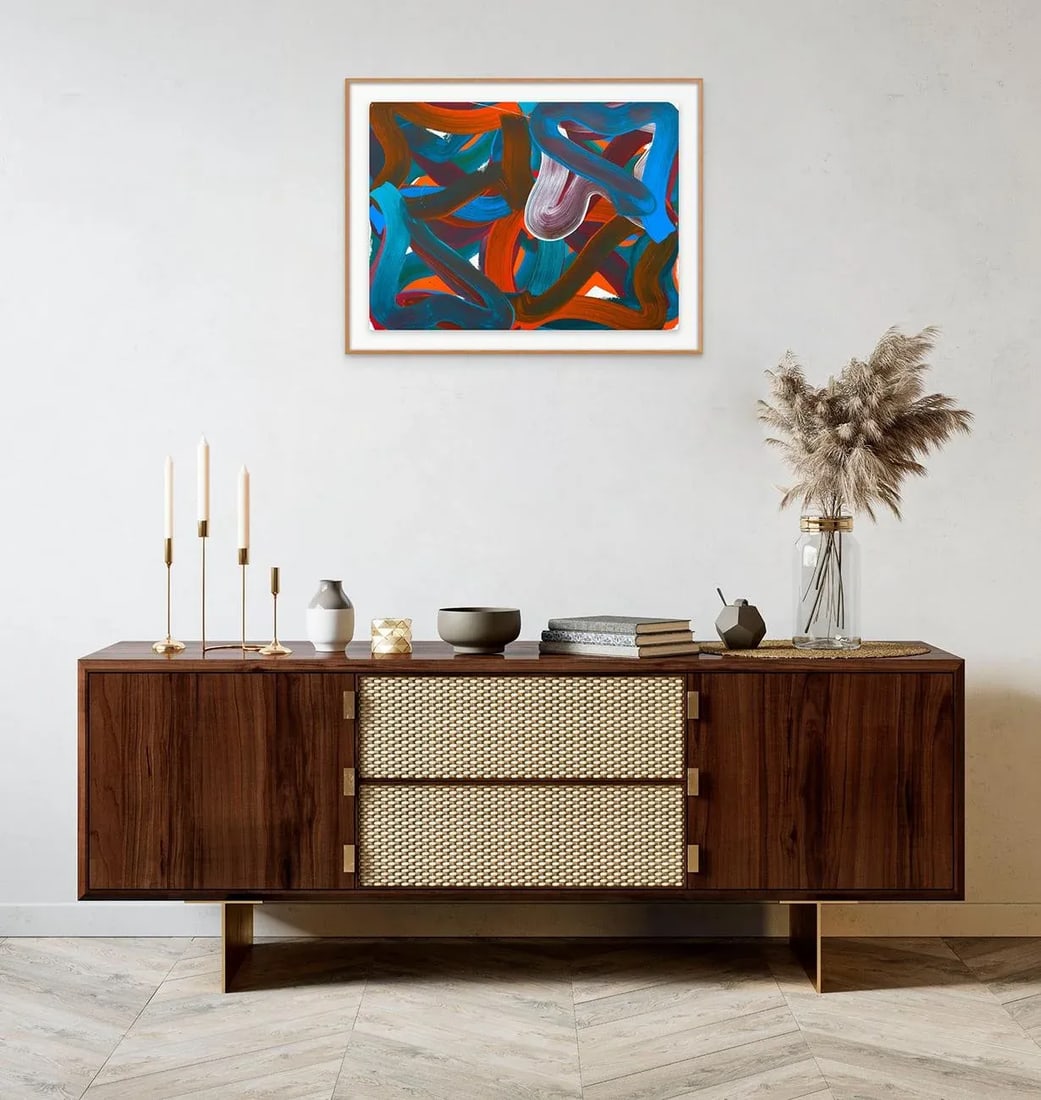 Contemporary Abstract Oil on Paper Painting "Wiggle No.6" by Leon Phillips - 3
