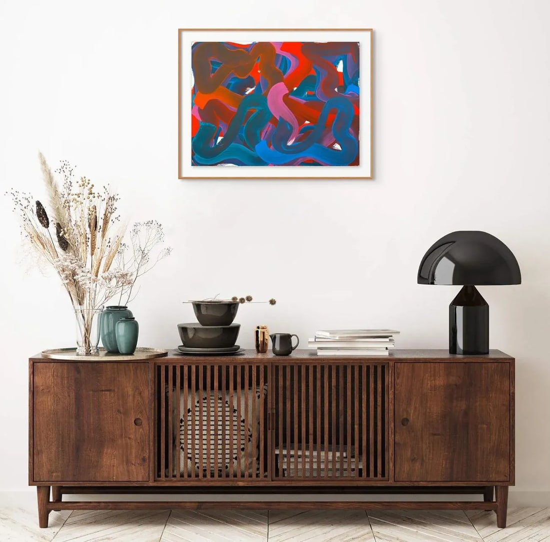 Contemporary Abstract Oil on Paper Painting "Wiggle No.22" by Leon Phillips - 3