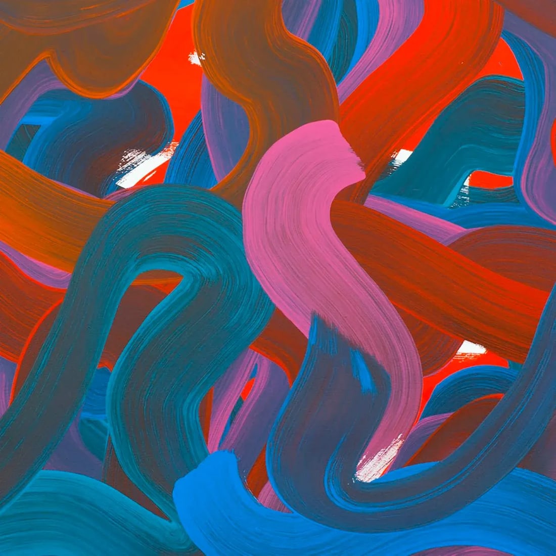 Contemporary Abstract Oil on Paper Painting "Wiggle No.22" by Leon Phillips - 4