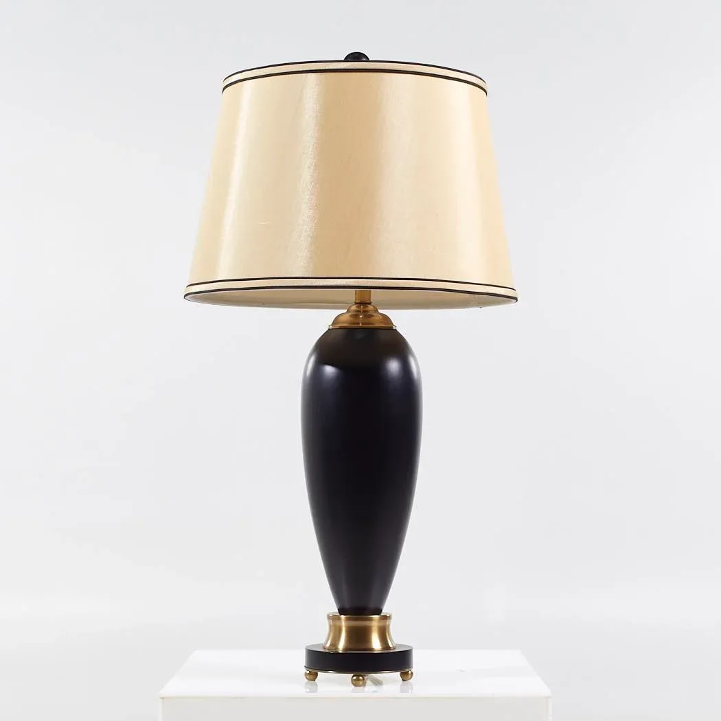 Currey and Co Contemporary Black and Brass Table Lamp - 4