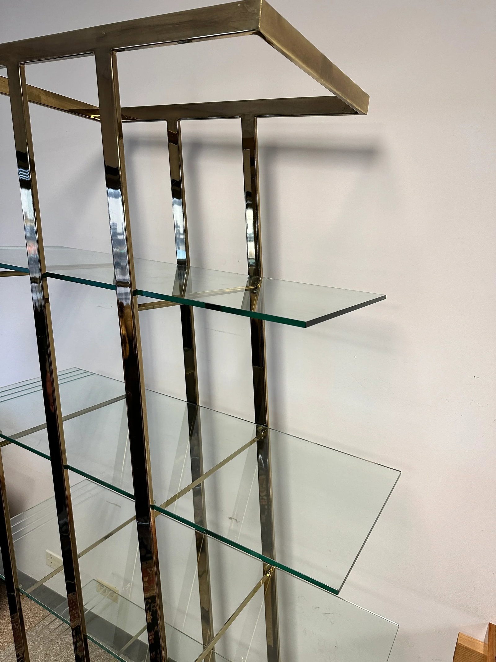 1970s Vintage Design Institute of America (Dia) Style Glass Brass Shelving Etagere Bookshelf - 2