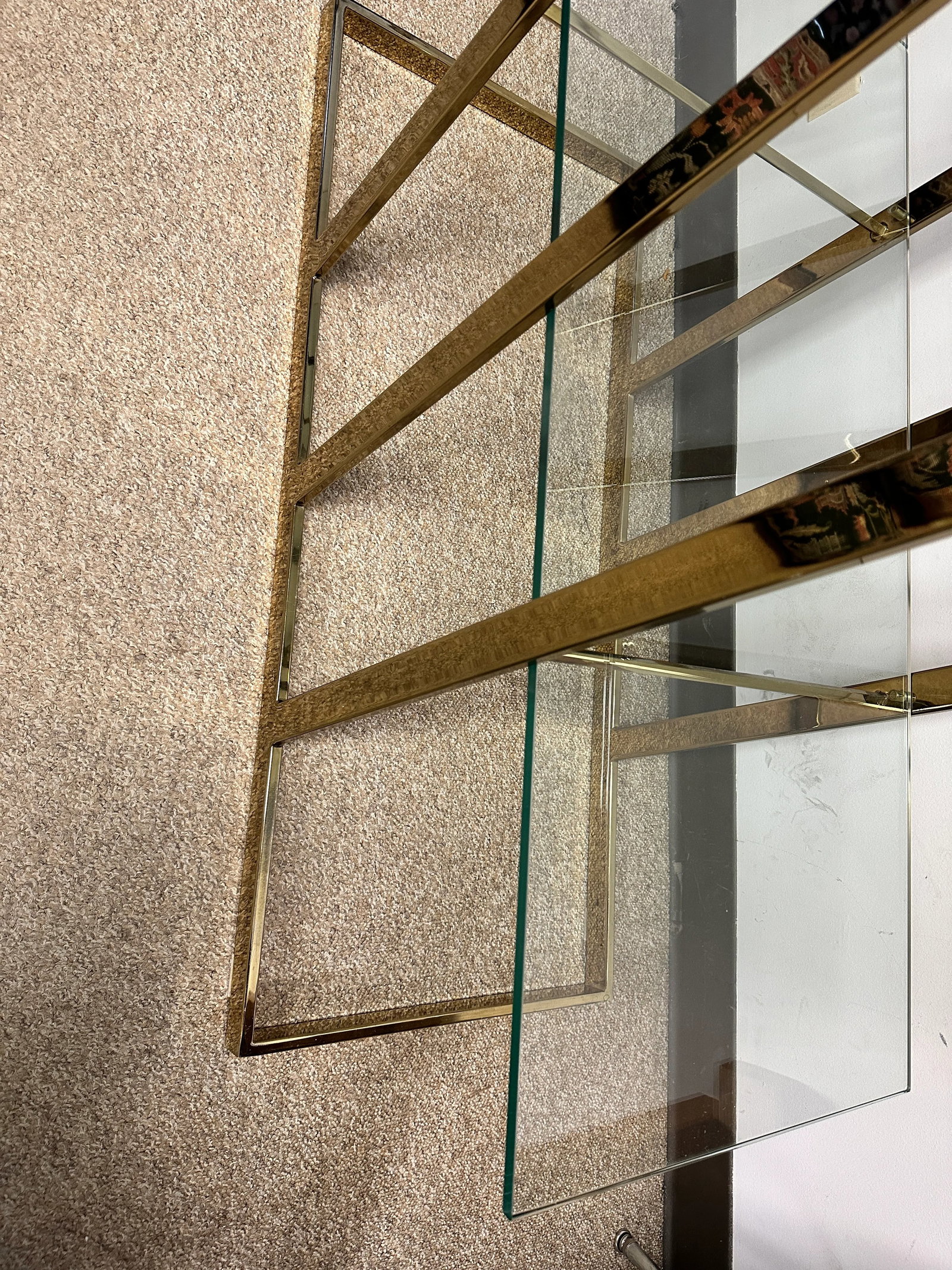 1970s Vintage Design Institute of America (Dia) Style Glass Brass Shelving Etagere Bookshelf - 4