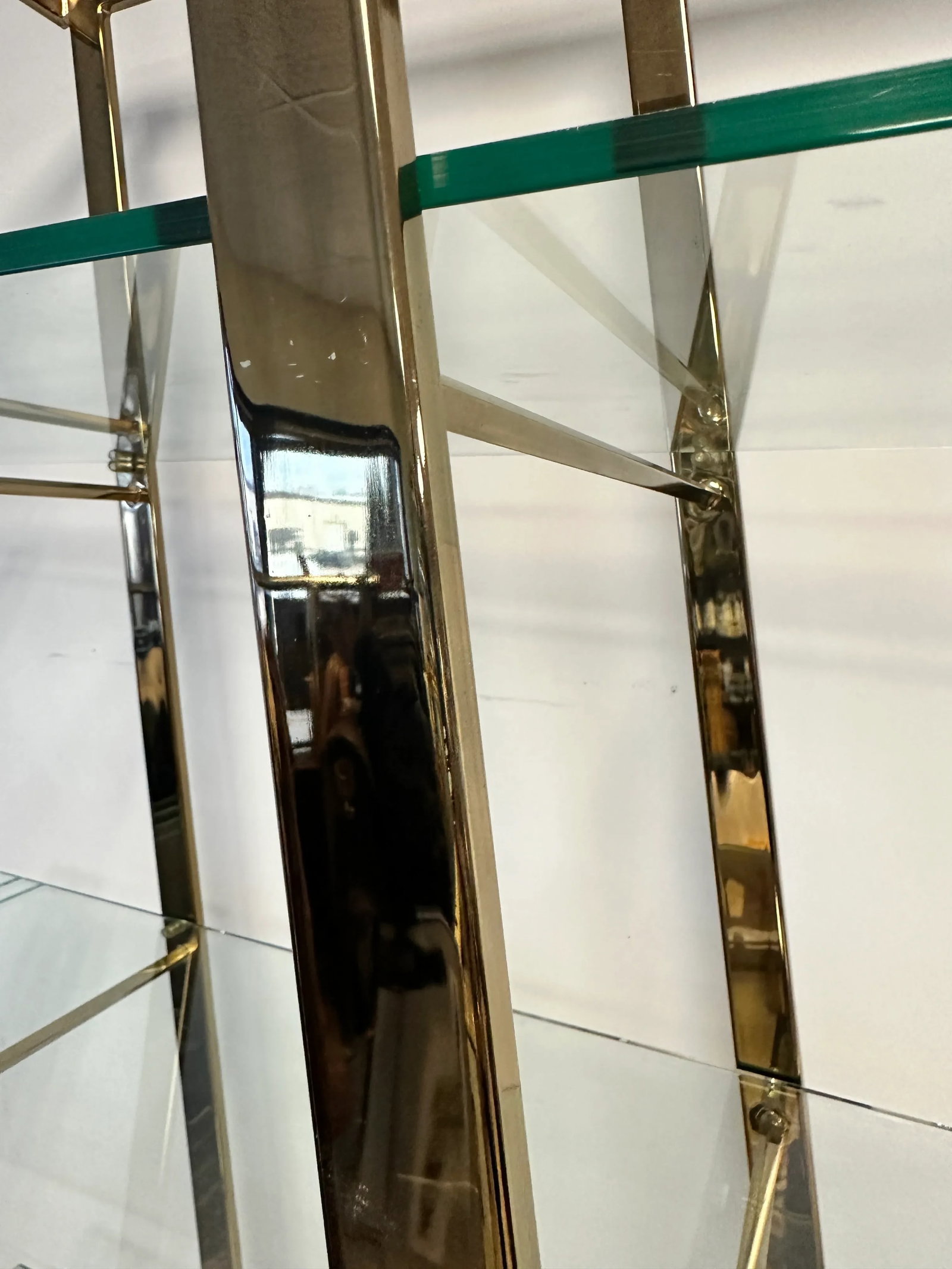 1970s Vintage Design Institute of America (Dia) Style Glass Brass Shelving Etagere Bookshelf - 7