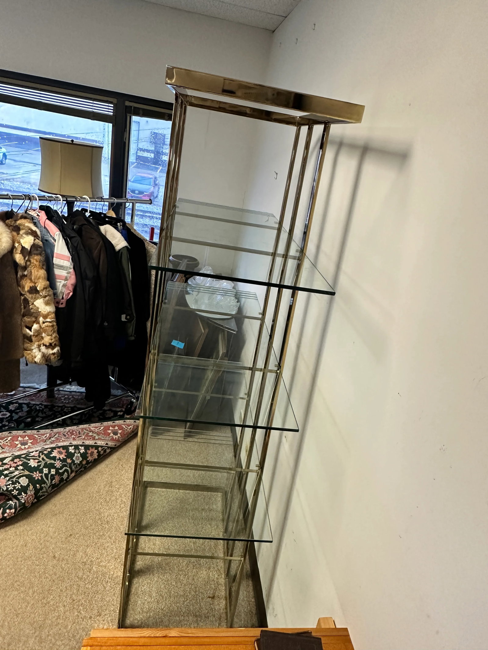 1970s Vintage Design Institute of America (Dia) Style Glass Brass Shelving Etagere Bookshelf - 9