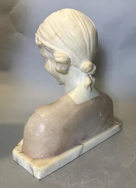 Antique Victorian Carved and Incised Figural Bust of a Girl - 5