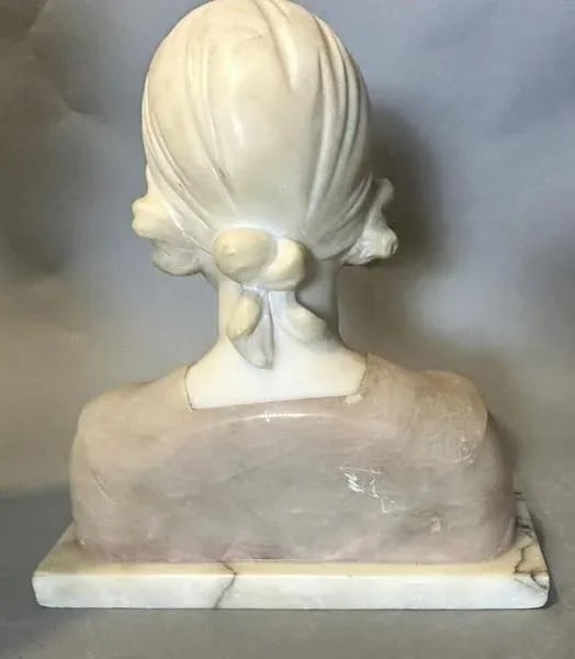 Antique Victorian Carved and Incised Figural Bust of a Girl - 7