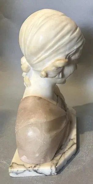 Antique Victorian Carved and Incised Figural Bust of a Girl - 8