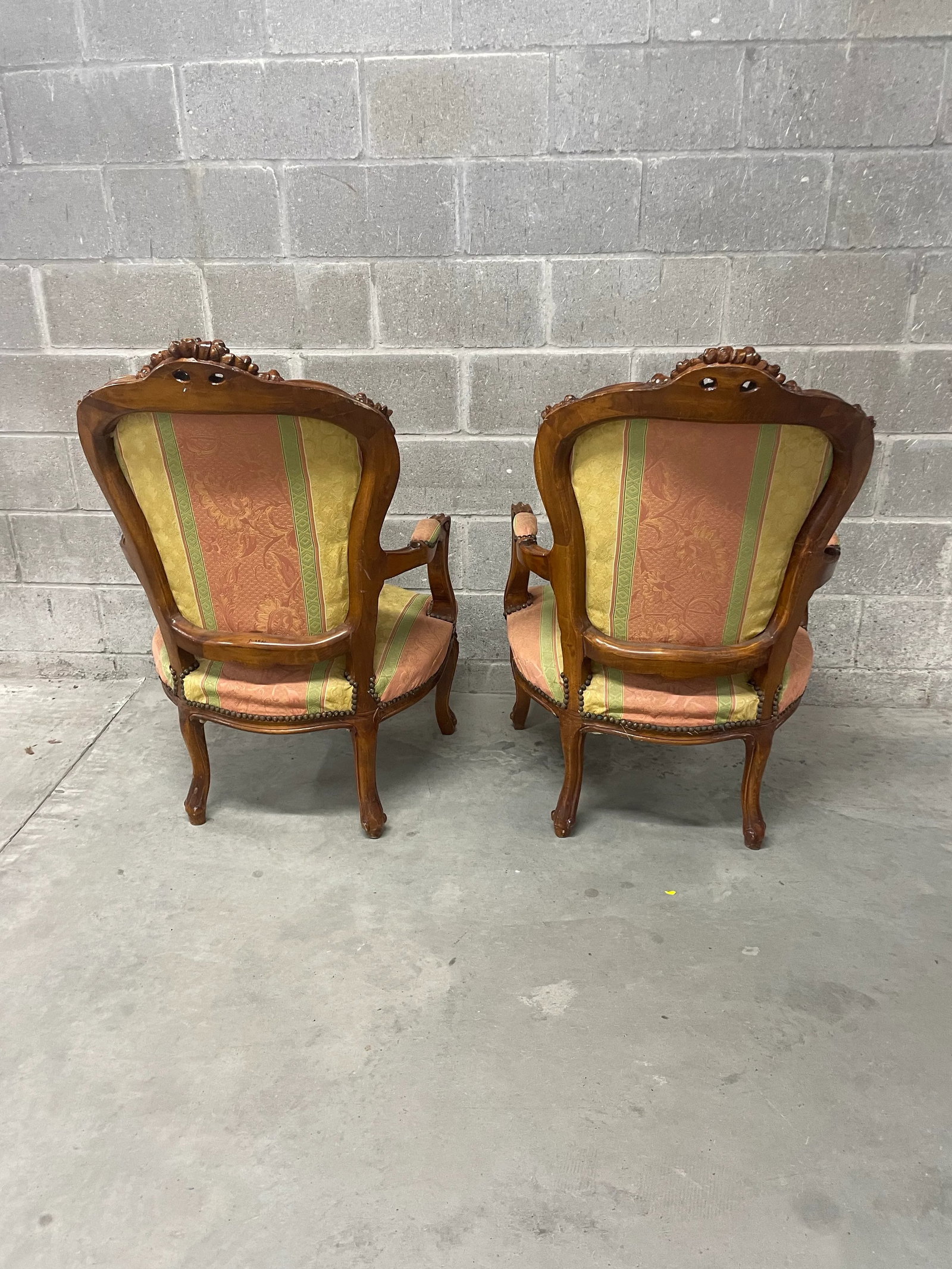 Pair of Louis XV Style Carved & Upholstered Armchairs - 8