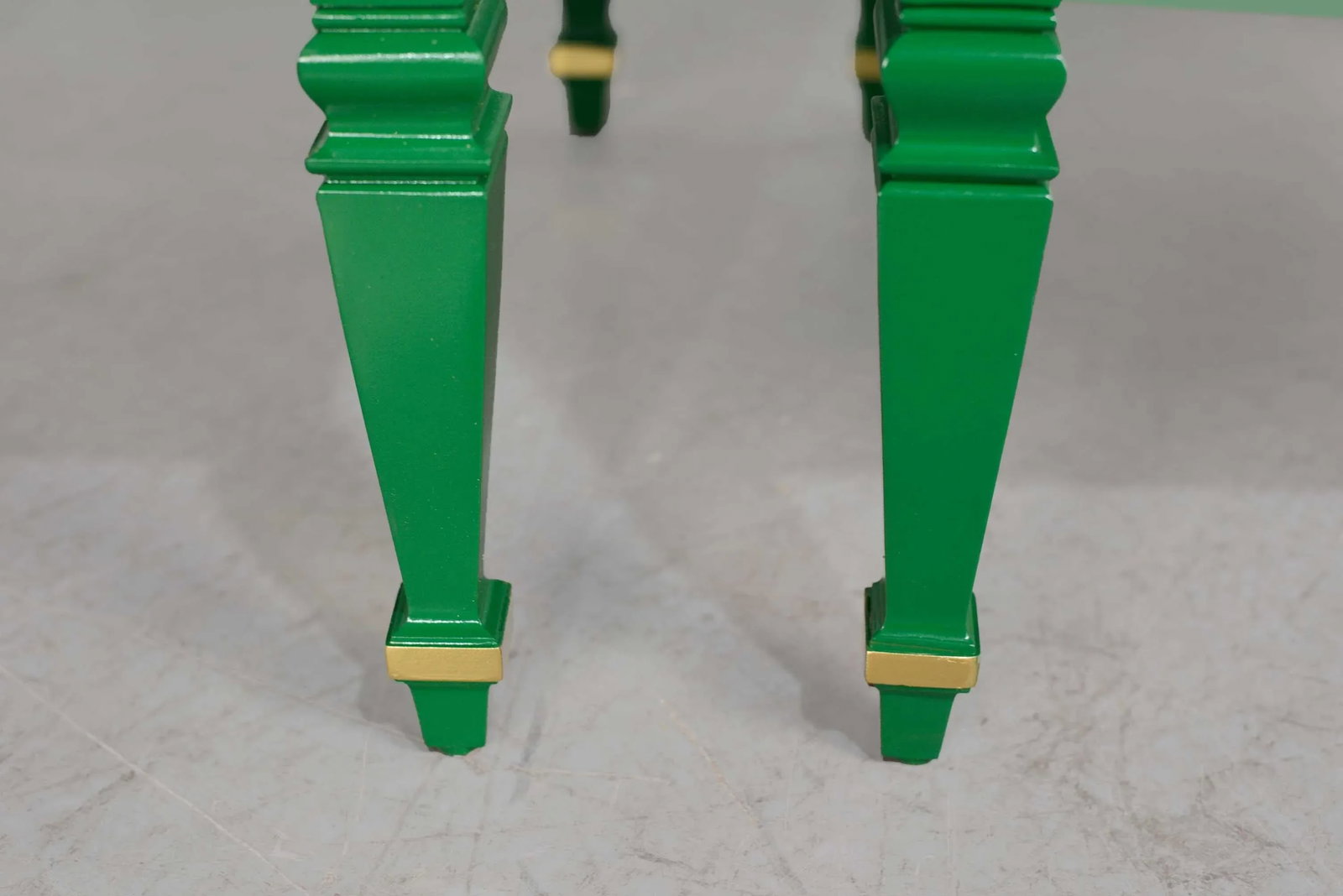 Mid Century Transitional Pair of Nightstands in Green With Gold Accents - Newly Painted - 7