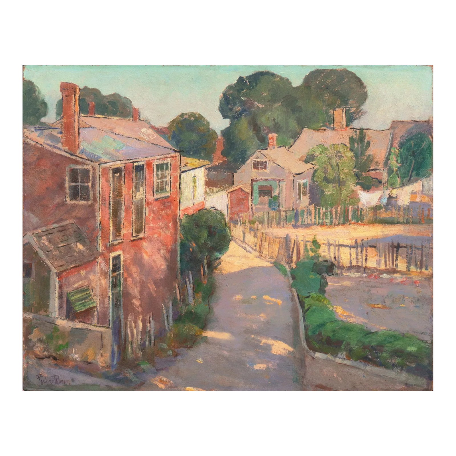 Sunny Afternoon' by Pauline Palmer, Chicago Impressionist, Paris, Grande ChaumiÃ©re, Woman: Signed lower left, 'Pauline Palmer' (American, 1867-1938) and painted circa 1915, two years after the artist's first solo exhibition at the Art Institute of Chicago. Exhibited: Chicago Galleries
