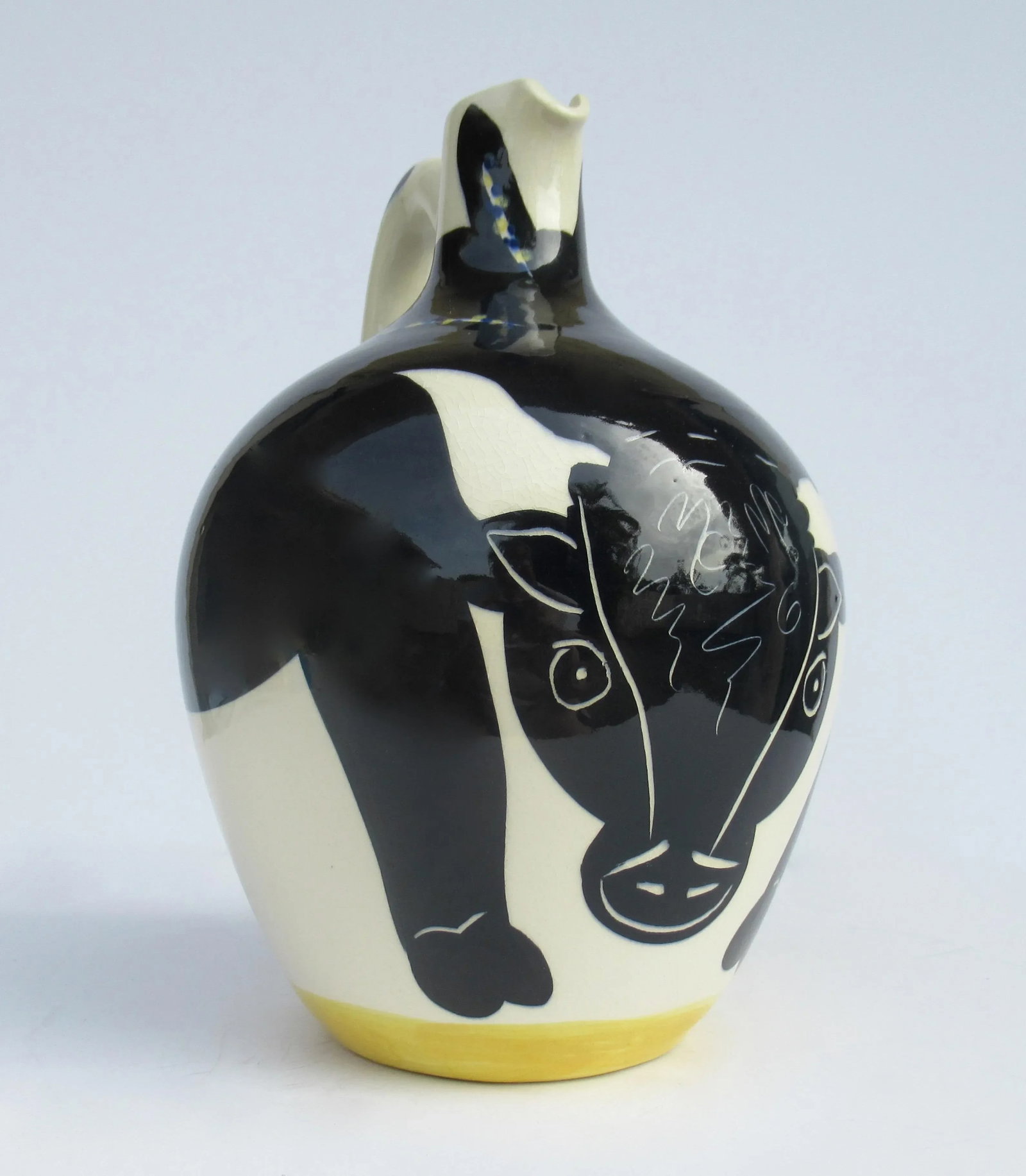 Vintage C.1970''s Original Signed & Numbered Ceramic Pottery "Taureau" (Bull) Jug With Handle by Pic - 2