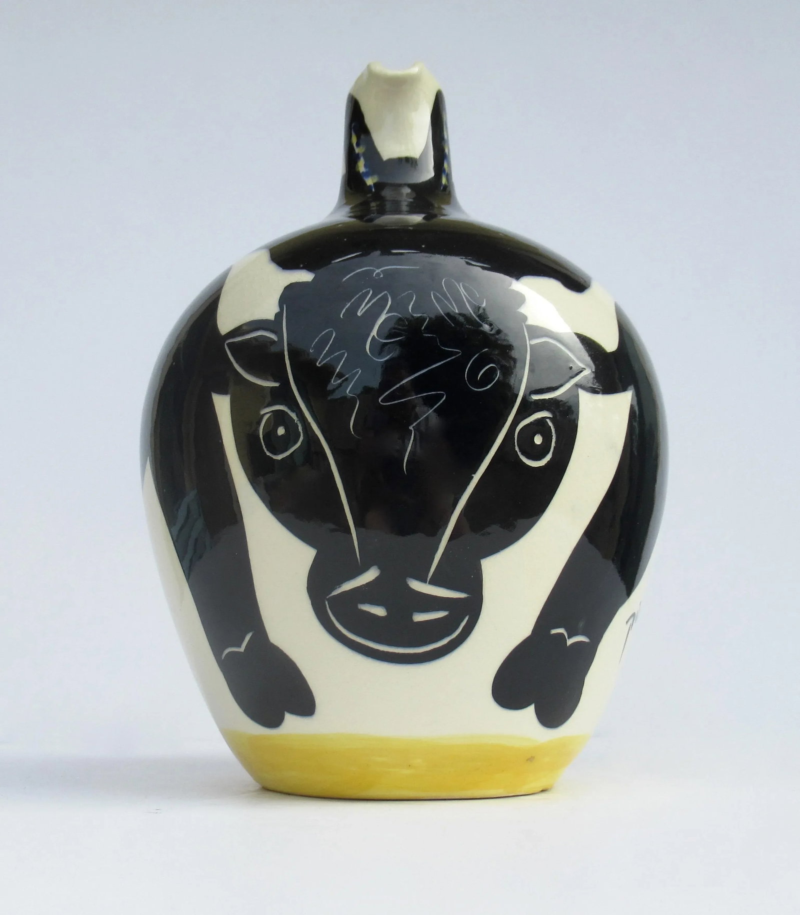 Vintage C.1970''s Original Signed & Numbered Ceramic Pottery "Taureau" (Bull) Jug With Handle by Pic - 4